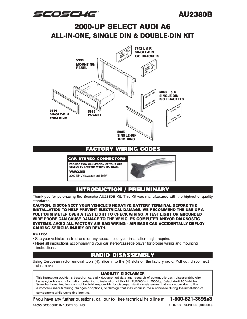 Page 1 de la notice Manuel utilisateur Scosche AU2380B