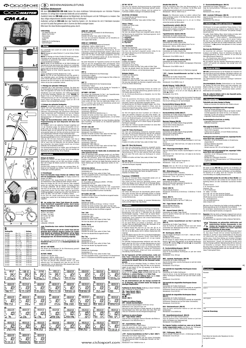 Page 1 de la notice Manuel utilisateur Ciclo CicloMaster CM 4.4A