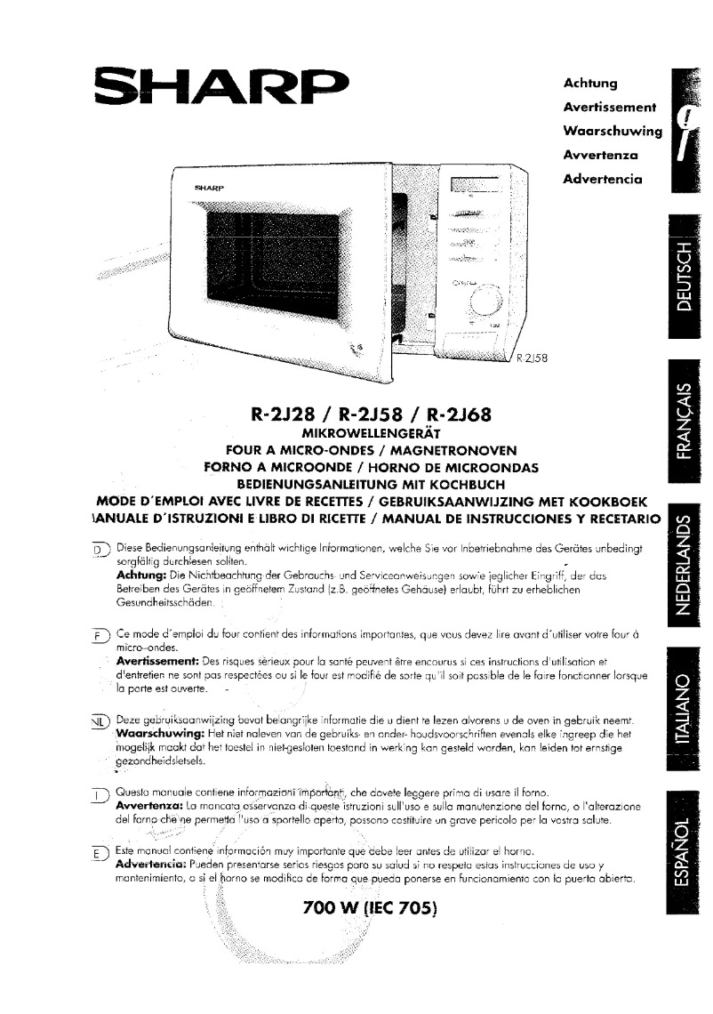 Page n°1 - Manuel utilisateur Sharp R-2J68