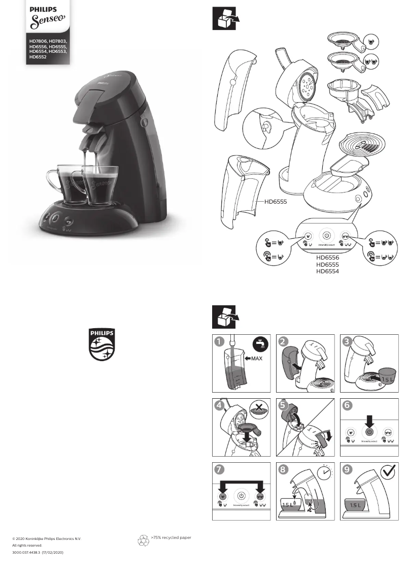 Page 1 de la notice Manuel utilisateur Philips Senseo Original HD6552