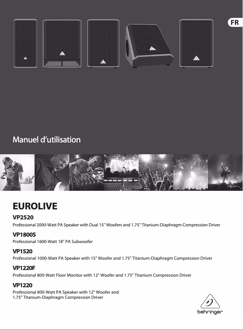 Page n°1 - Manuel utilisateur Behringer Eurolive VP1800S