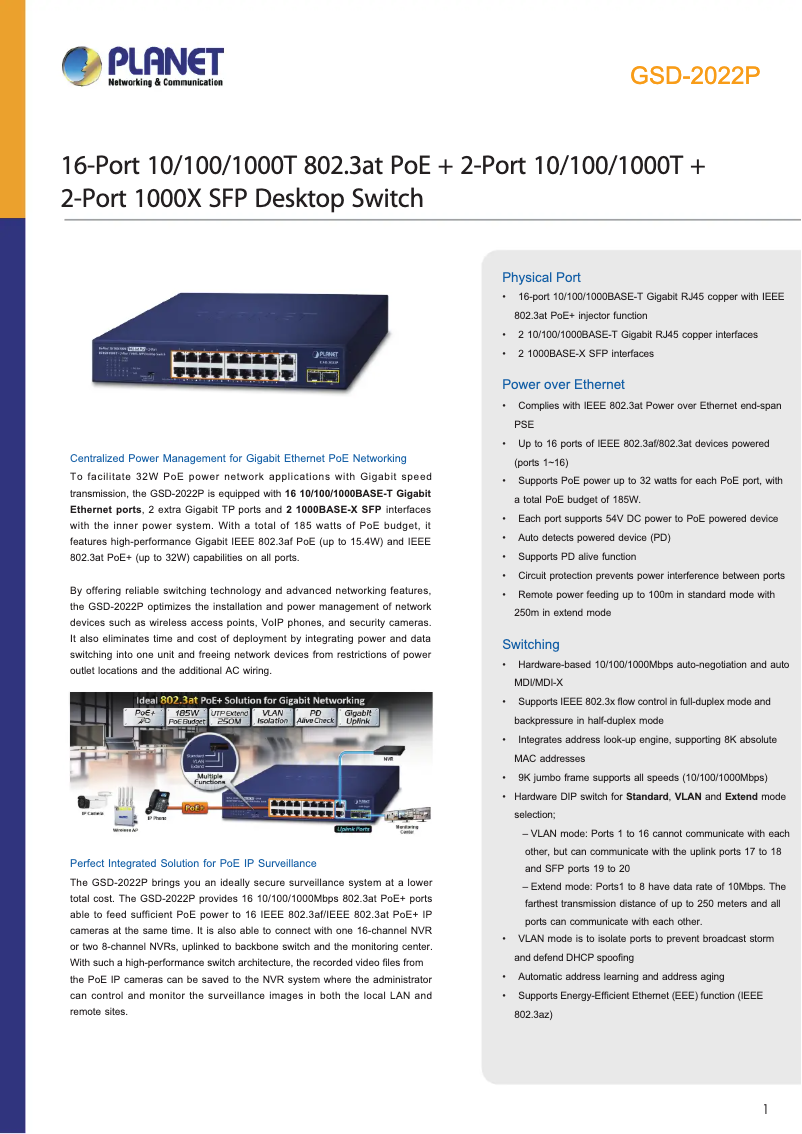 First page image of the manual for GSD-2022P