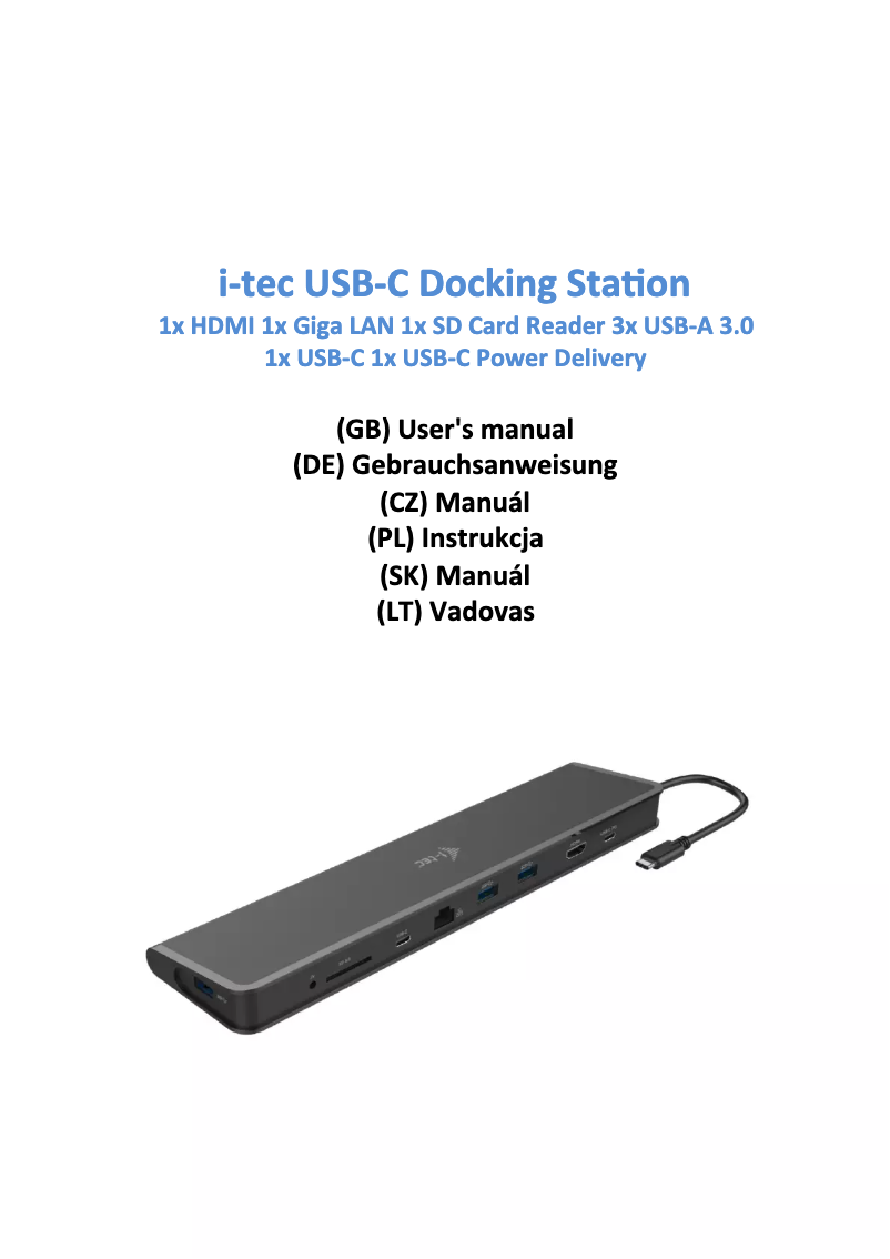 Página 1 del manual Manual de usuario i-TEC C31FLATDOCKPD