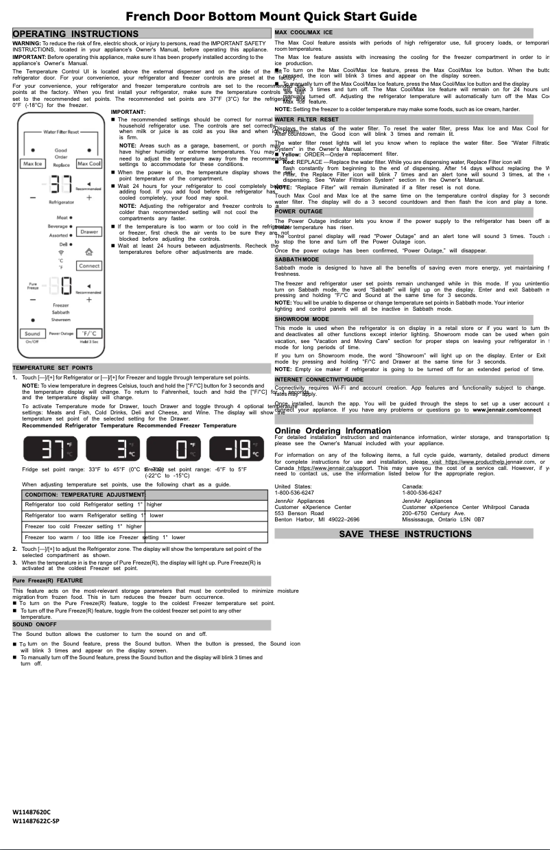 Página 1 del manual Guía de inicio rápido JennAir JFFCC72EFS