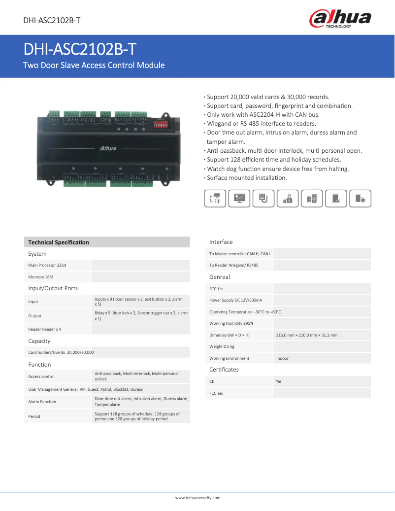 Page n°1 - Fiche technique Dahua Technology ASC2102B-T