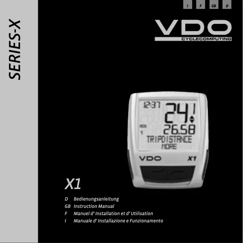 Page n°1 - Manuel utilisateur VDO X1