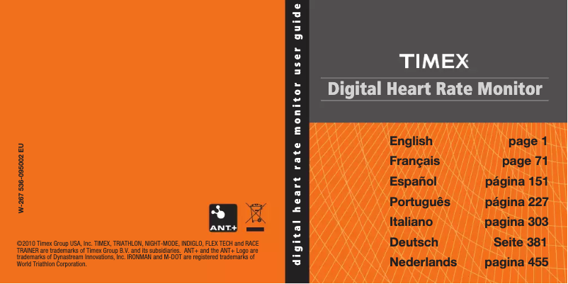 Page n°1 - Manuel utilisateur Timex Ironman Triathlon Race Trainer Pro T5K489