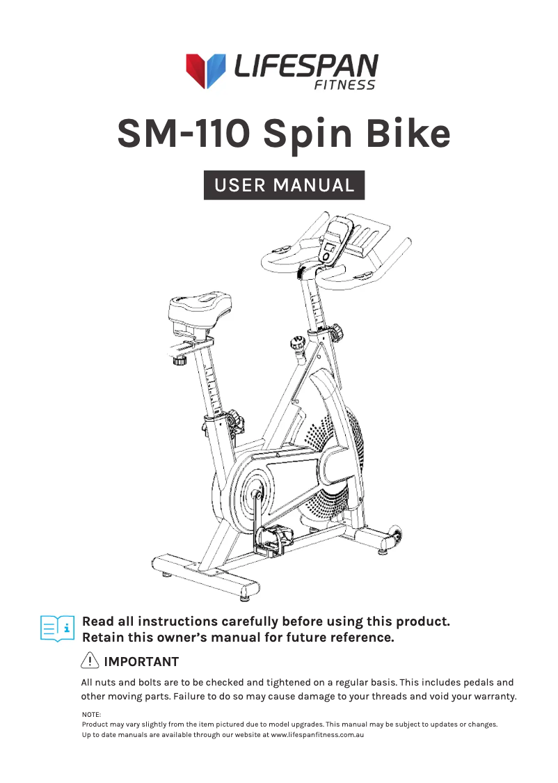 Page 1 de la notice Manuel utilisateur LifeSpan SM-110
