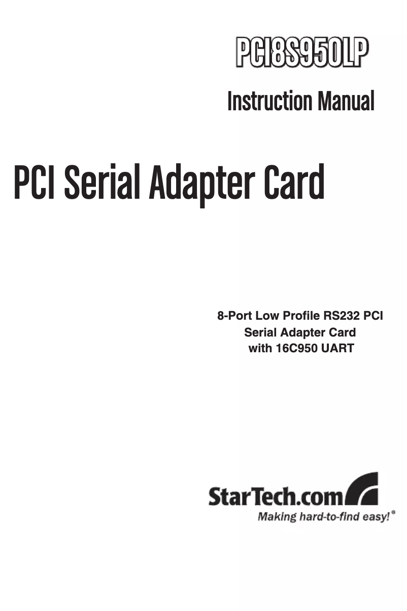Image de la première page du manuel de l'appareil 8-Port PCI Serial Card