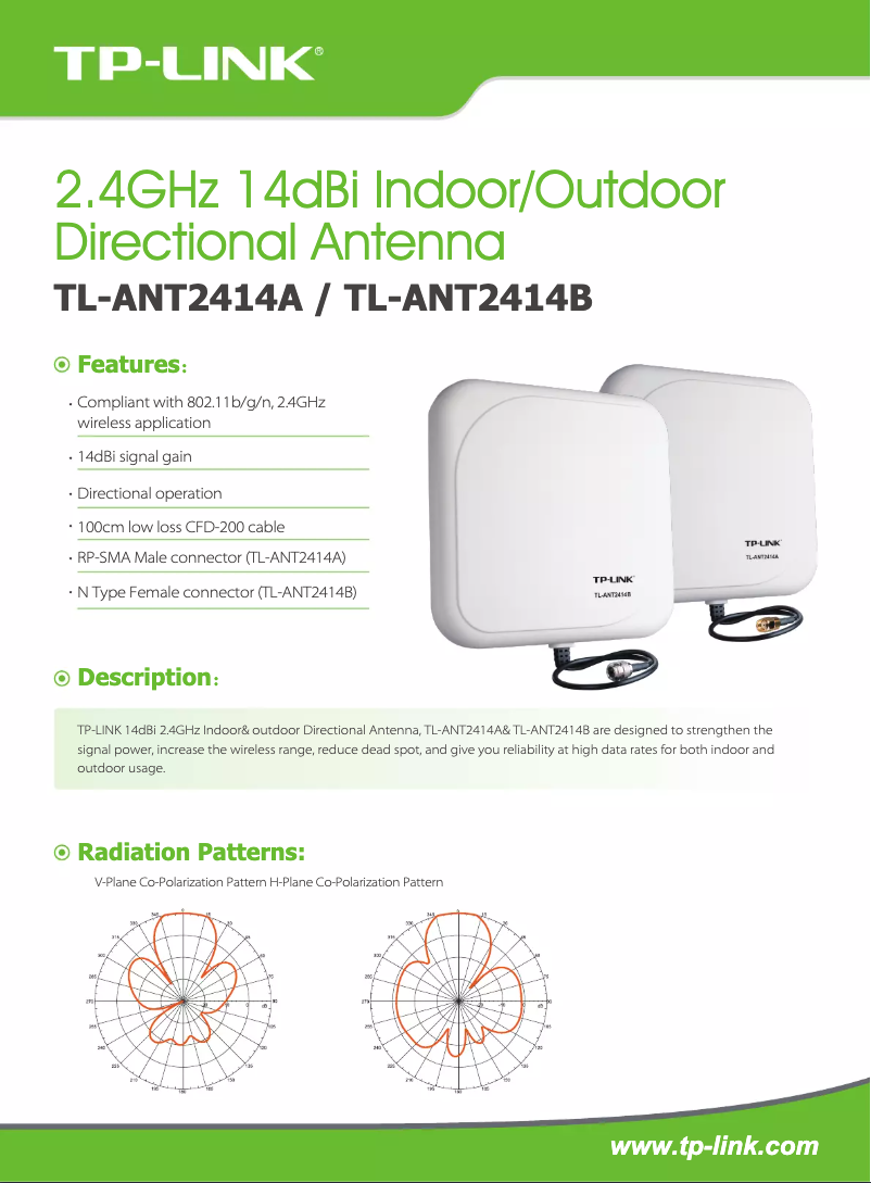 Image de la première page du manuel de l'appareil TL-ANT2414B