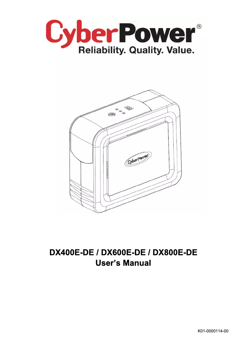 Image de la première page du manuel de l'appareil DX600E