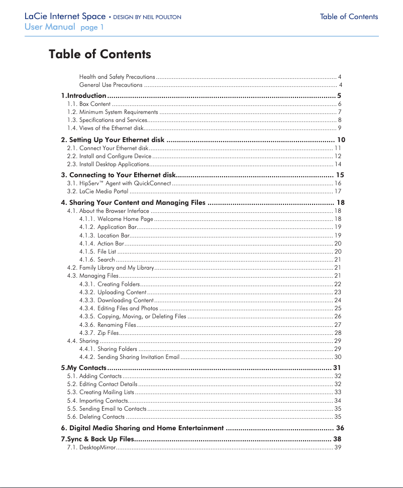 Page 1 de la notice Manuel utilisateur LaCie Internet Space