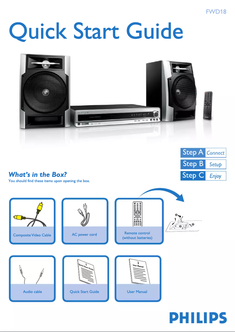 Page 1 de la notice Guide de démarrage rapide Philips FWD18