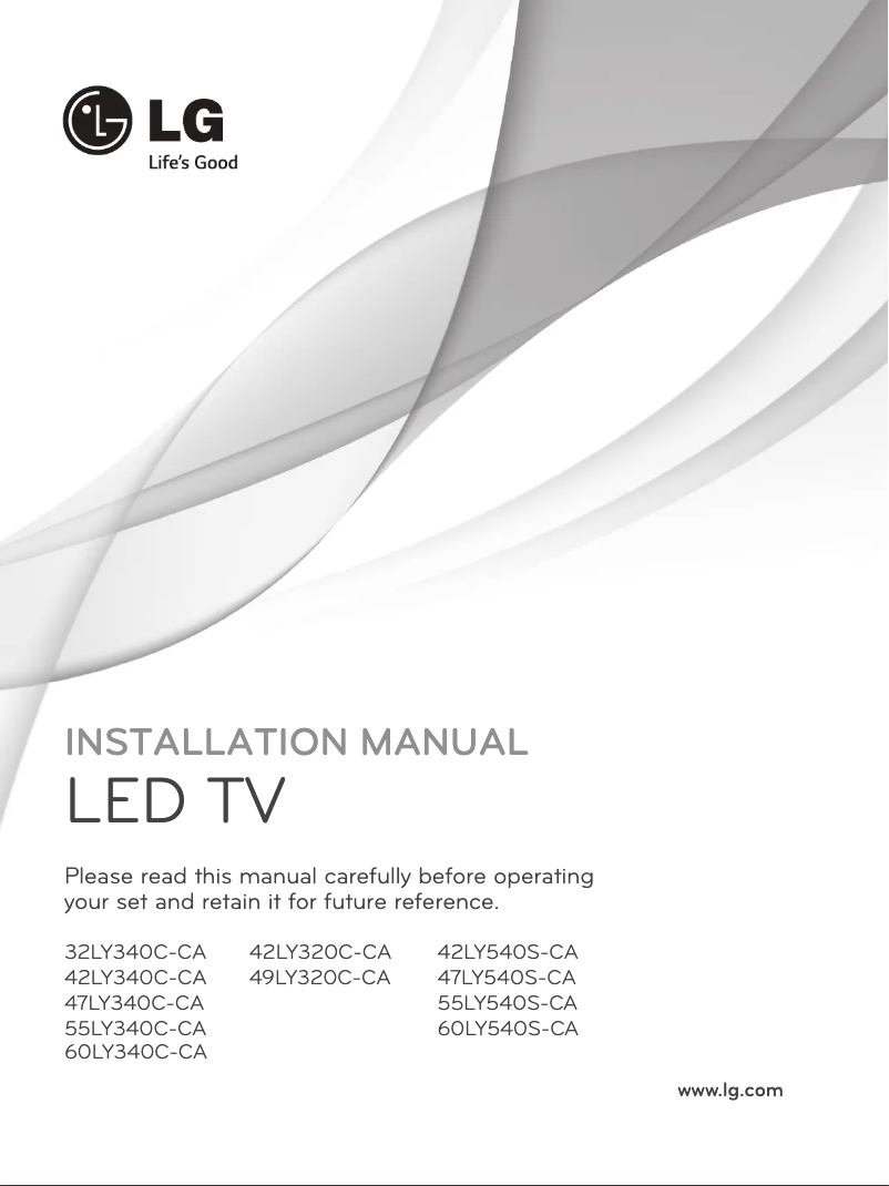Página 1 del manual Guía de instalación LG 47LY340C