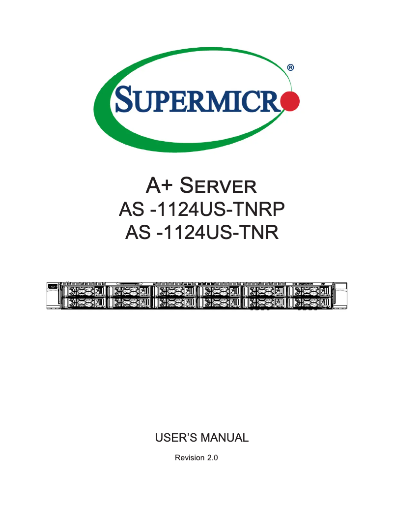 Page 1 de la notice Manuel utilisateur Supermicro SuperServer AS-1124US-TNR