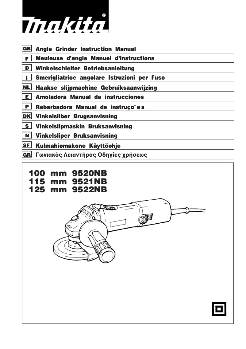 Page n°1 - Manuel utilisateur Makita 9520NB