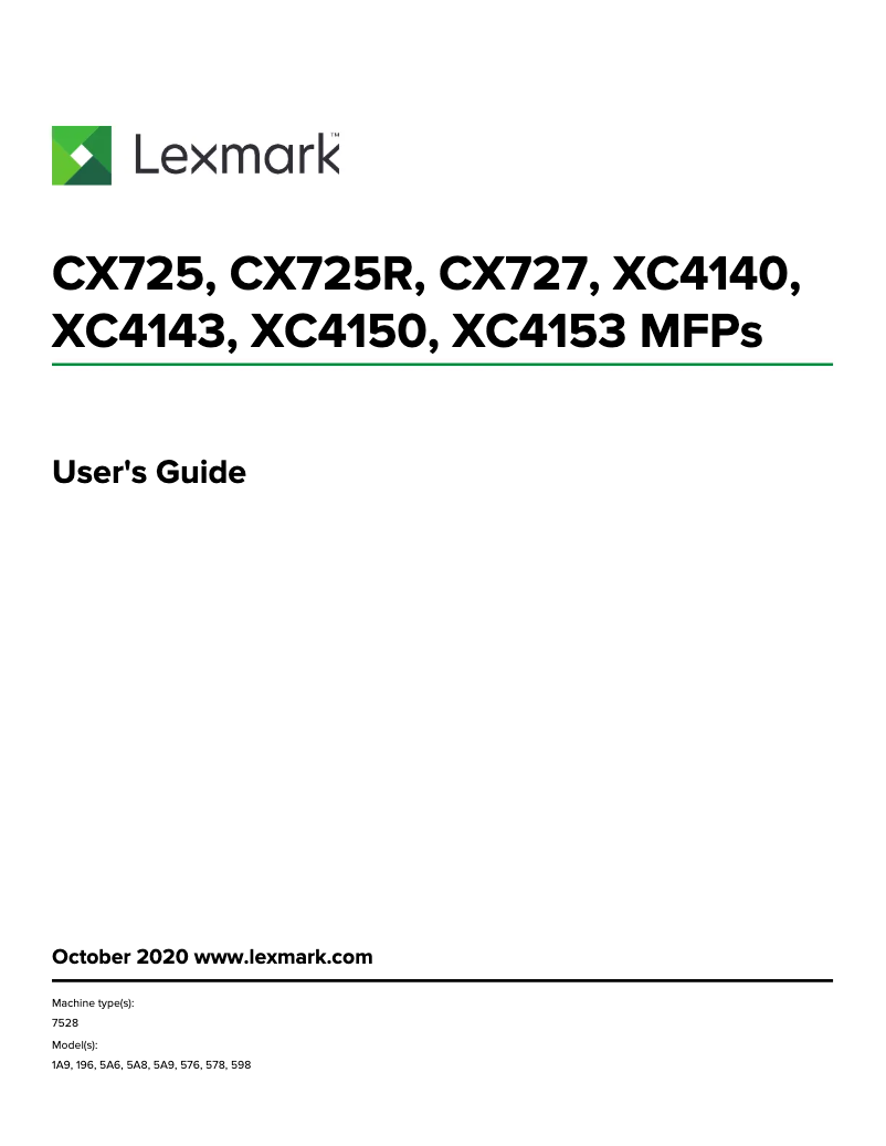 Page 1 de la notice Manuel utilisateur Lexmark XC4140