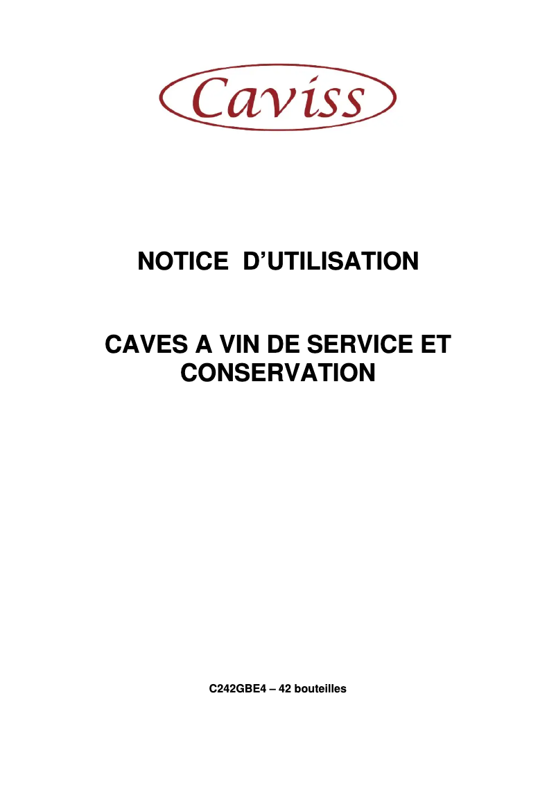 Page 1 de la notice Manuel utilisateur Caviss C242GBE4