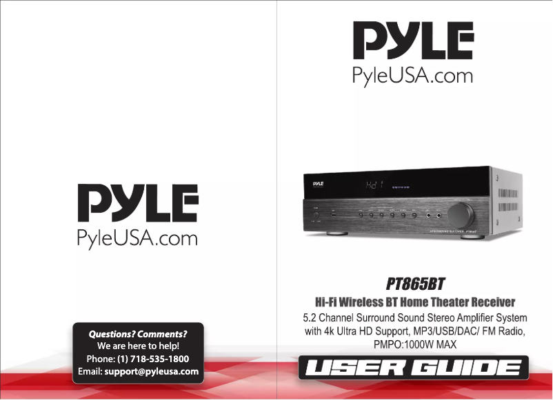 Page 1 de la notice Manuel utilisateur Pyle PT865BT