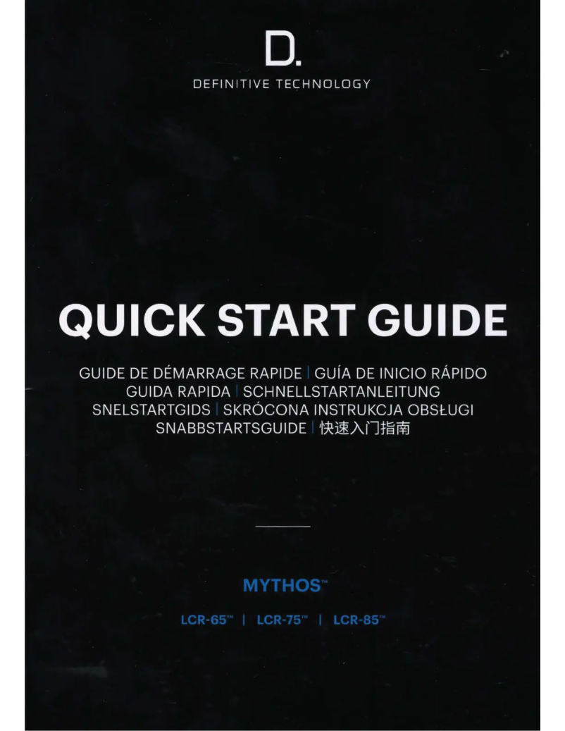 Page 1 de la notice Manuel utilisateur Definitive Technology Mythos LCR-85
