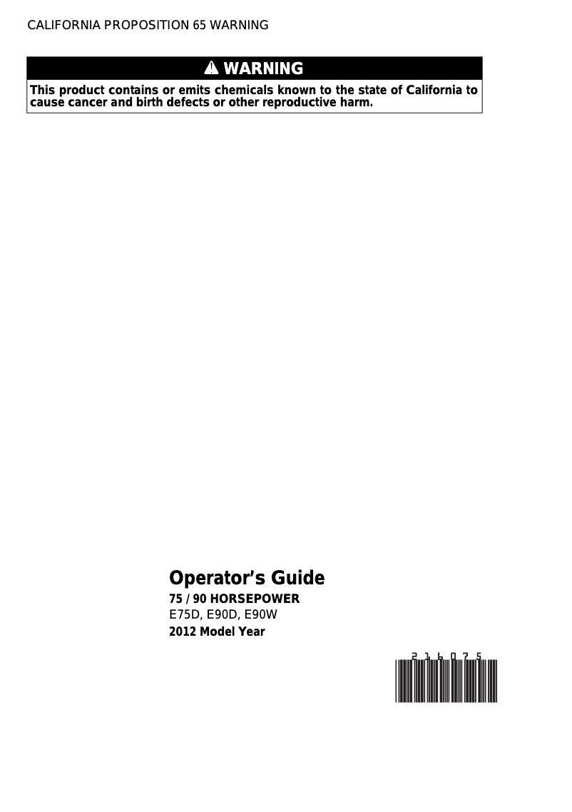 Page 1 de la notice Manuel utilisateur Evinrude E75D (2012)