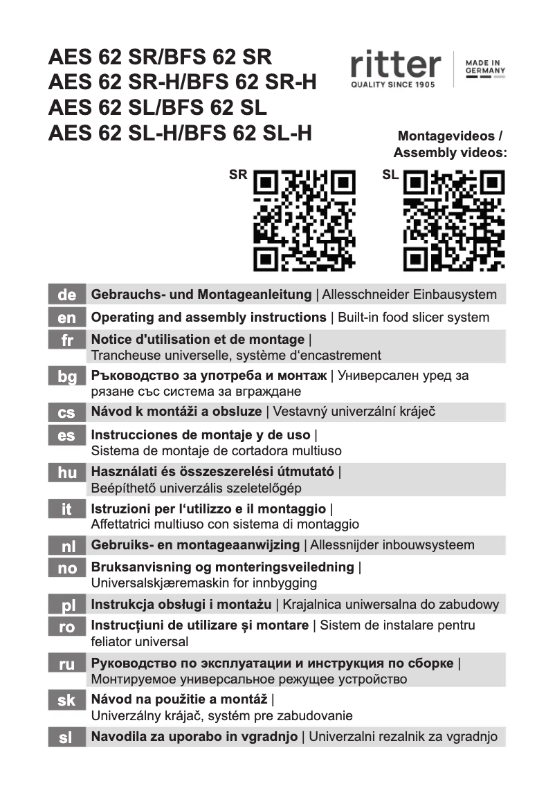 Image de la première page du manuel de l'appareil AES 62 SL