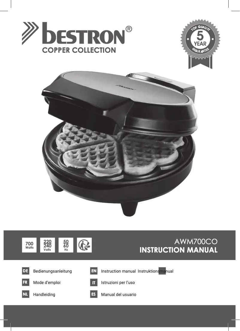 Page 1 de la notice Manuel utilisateur Bestron AWM700CO