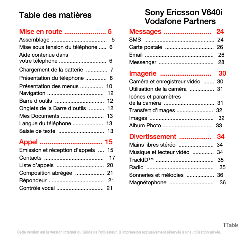 Image de la première page du manuel de l'appareil V640i