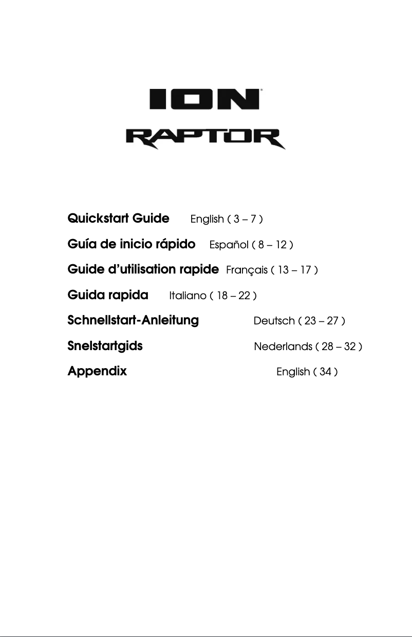 Page 1 de la notice Manuel utilisateur ION Raptor