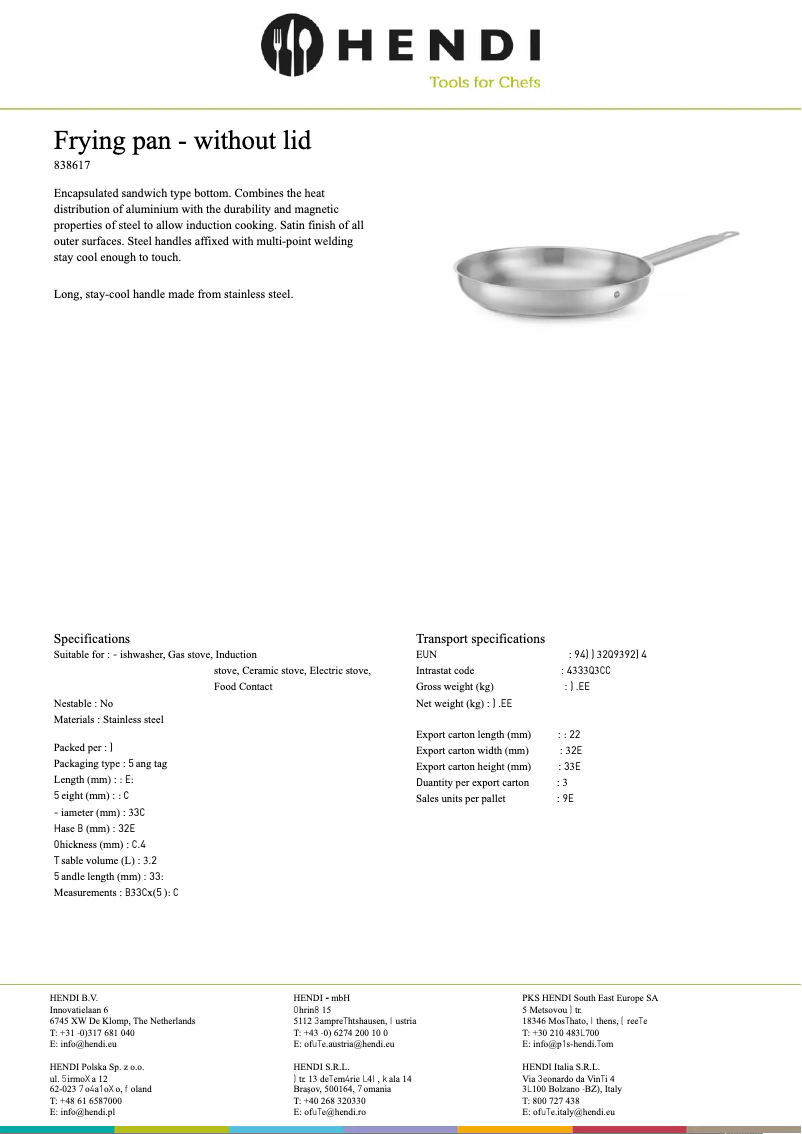 Page n°1 - Fiche technique Hendi 838617