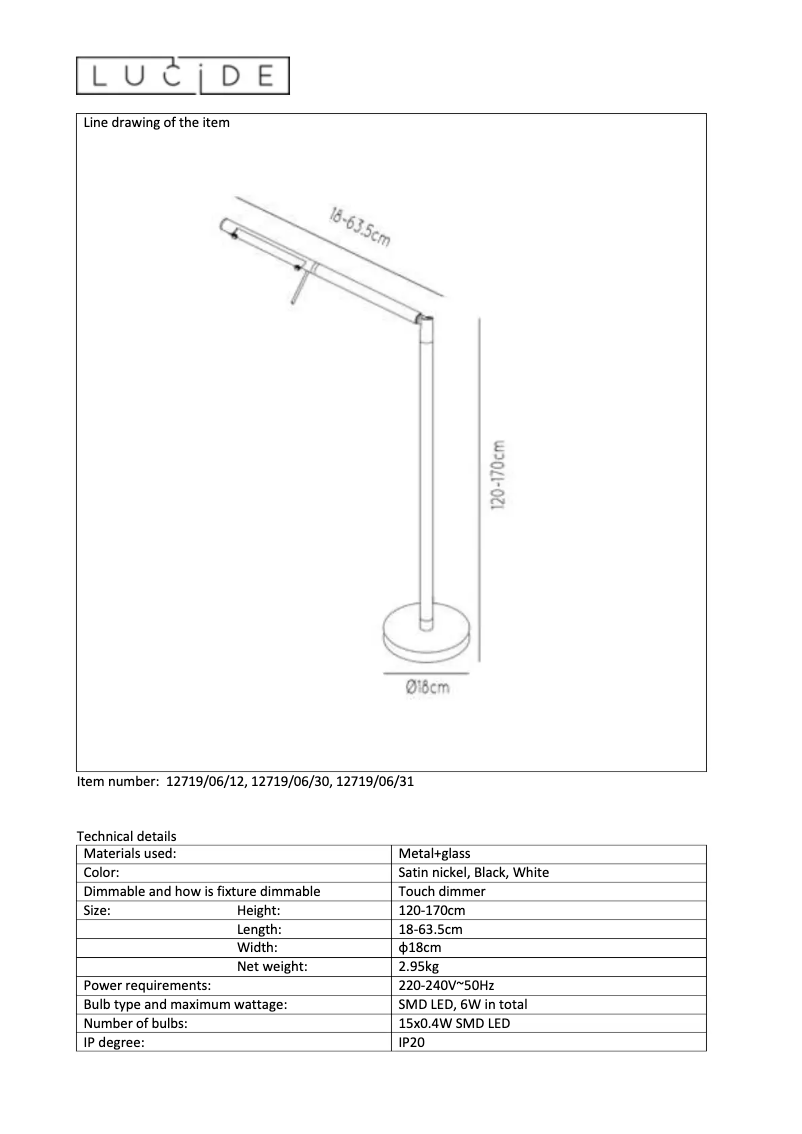 Página 1 del manual Manual de usuario Lucide Bergamo