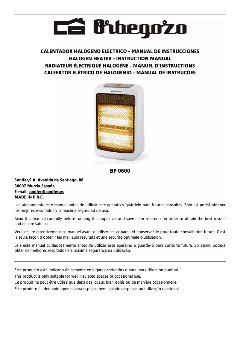 Image de la première page du manuel de l'appareil BP 0600