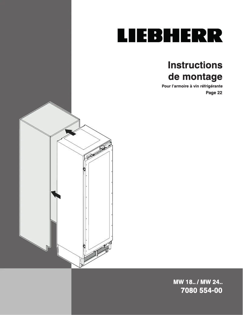 Page 1 de la notice Guide d'installation Liebherr MW-2401
