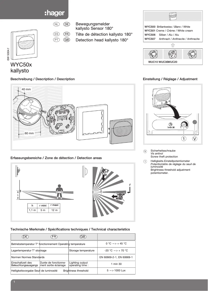 Image de la première page du manuel de l'appareil WYC501
