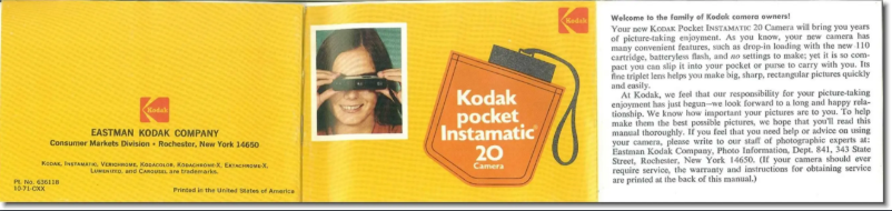 Image de la première page du manuel de l'appareil Pocket Instamatic 20