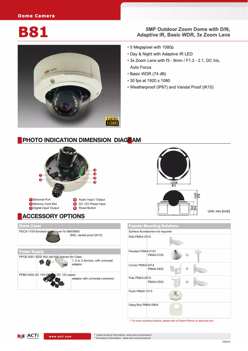 Page 1 de la notice Brochure ACTi B81