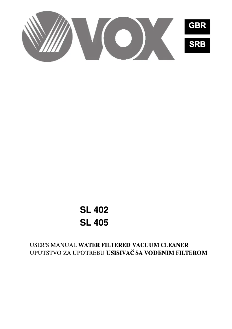 Page 1 de la notice Manuel utilisateur VOX SL405