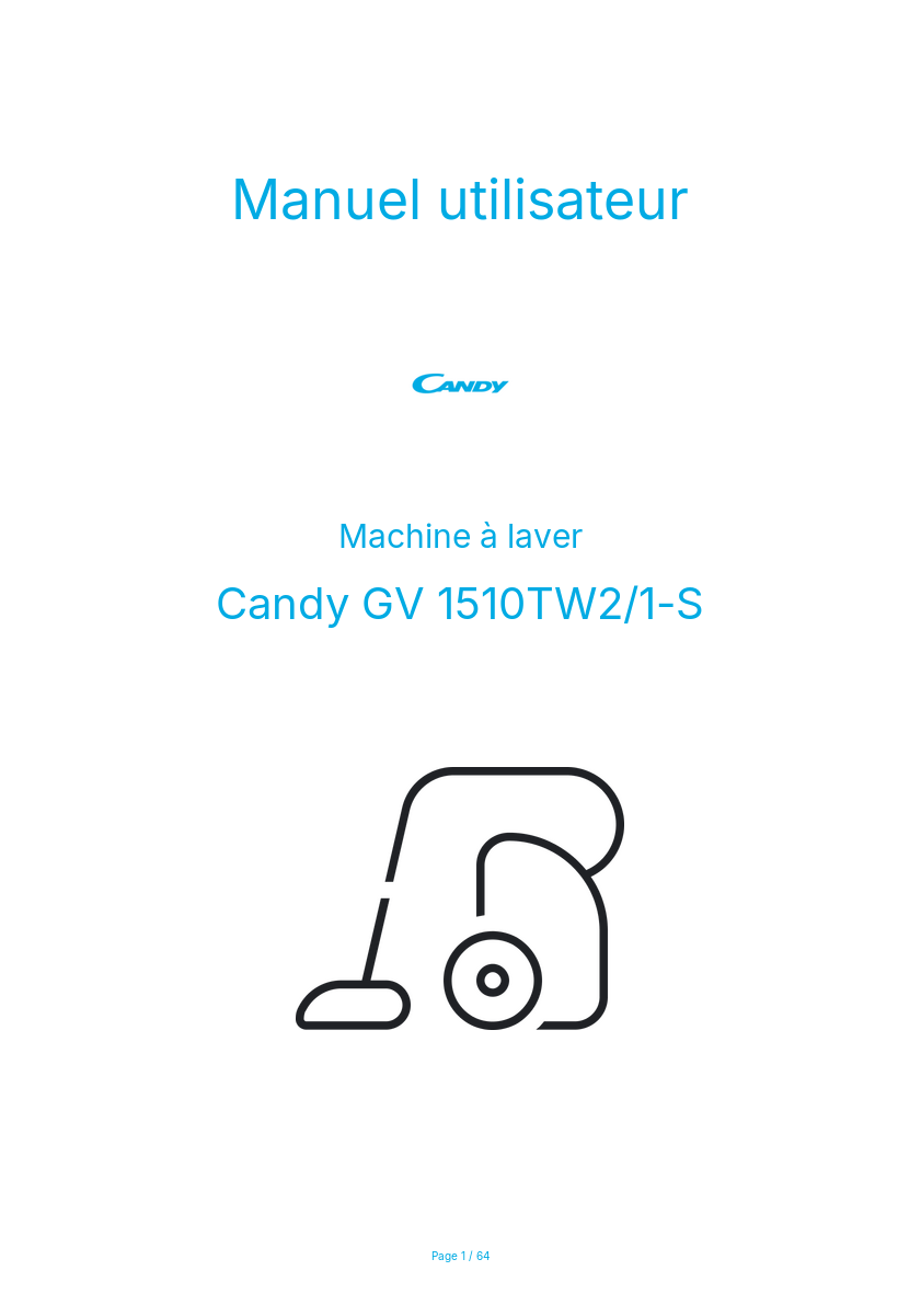 Page n°1 - Manuel utilisateur Candy GV 1510TW2/1-S
