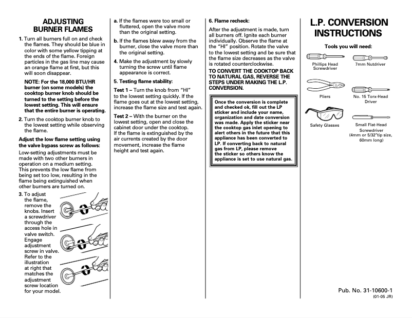 Page 1 de la notice Guide d'installation GE JGP328BEJBB