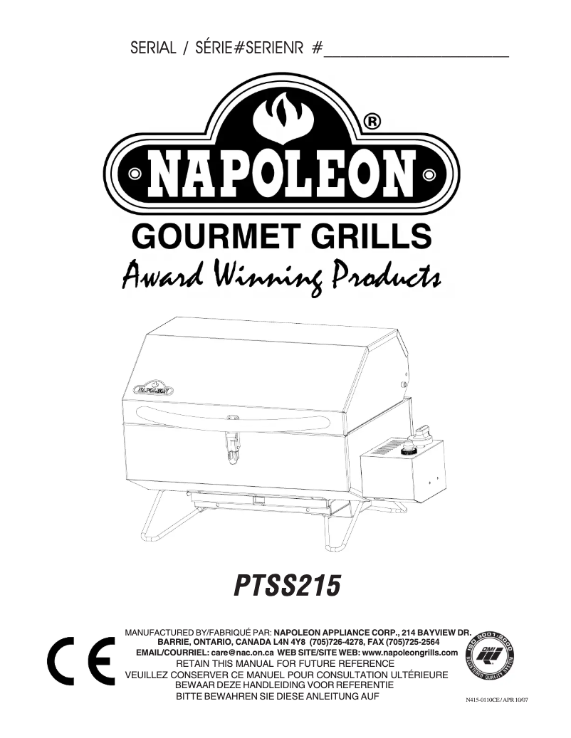 Page 1 de la notice Manuel utilisateur Napoleon PTSS215 Freestyle