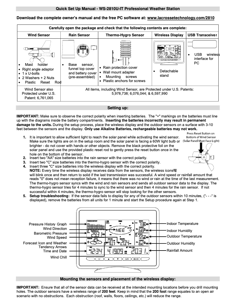Image de la première page du manuel de l'appareil WS-2810U
