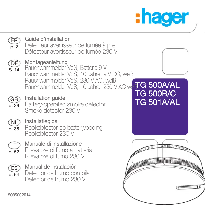 Page 1 de la notice Manuel utilisateur Hager TG500C