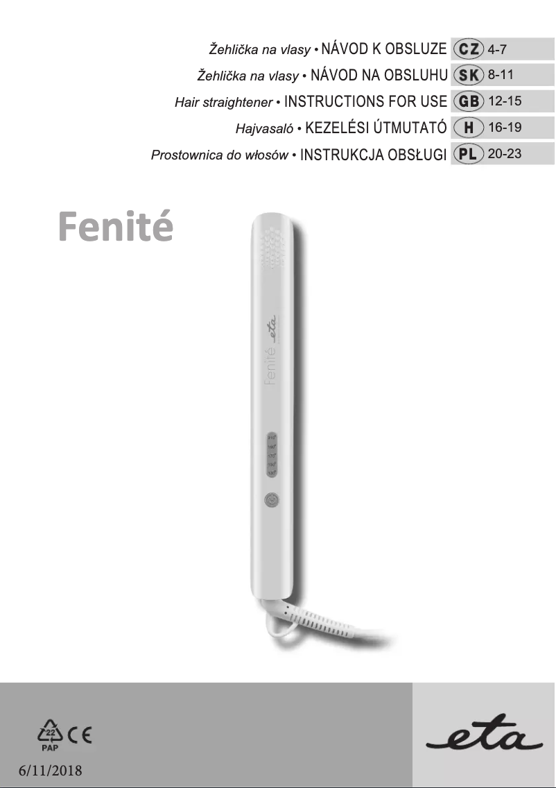 Page 1 de la notice Manuel utilisateur Eta Fenité 8336 90000