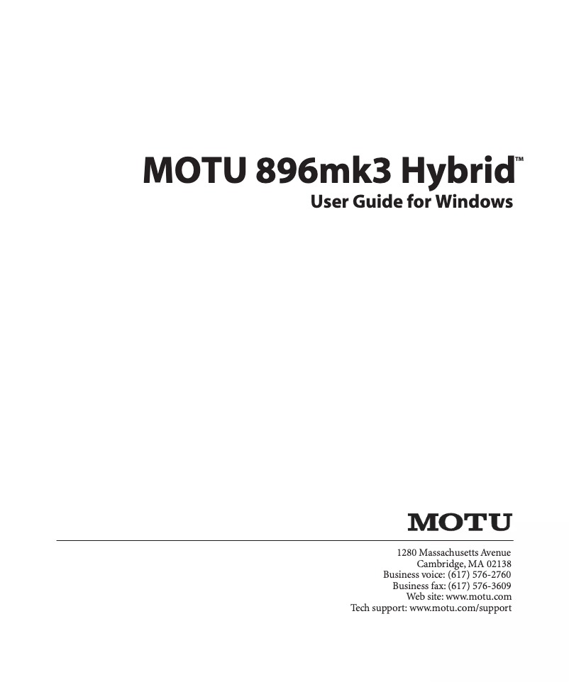 Page 1 of the manual User Manual Motu 896Mk3 Hybrid