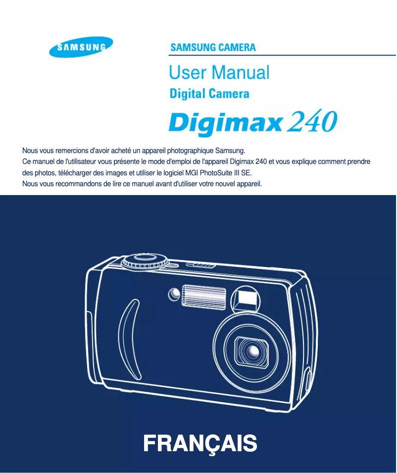 Page 1 de la notice Manuel utilisateur Samsung Digimax 240