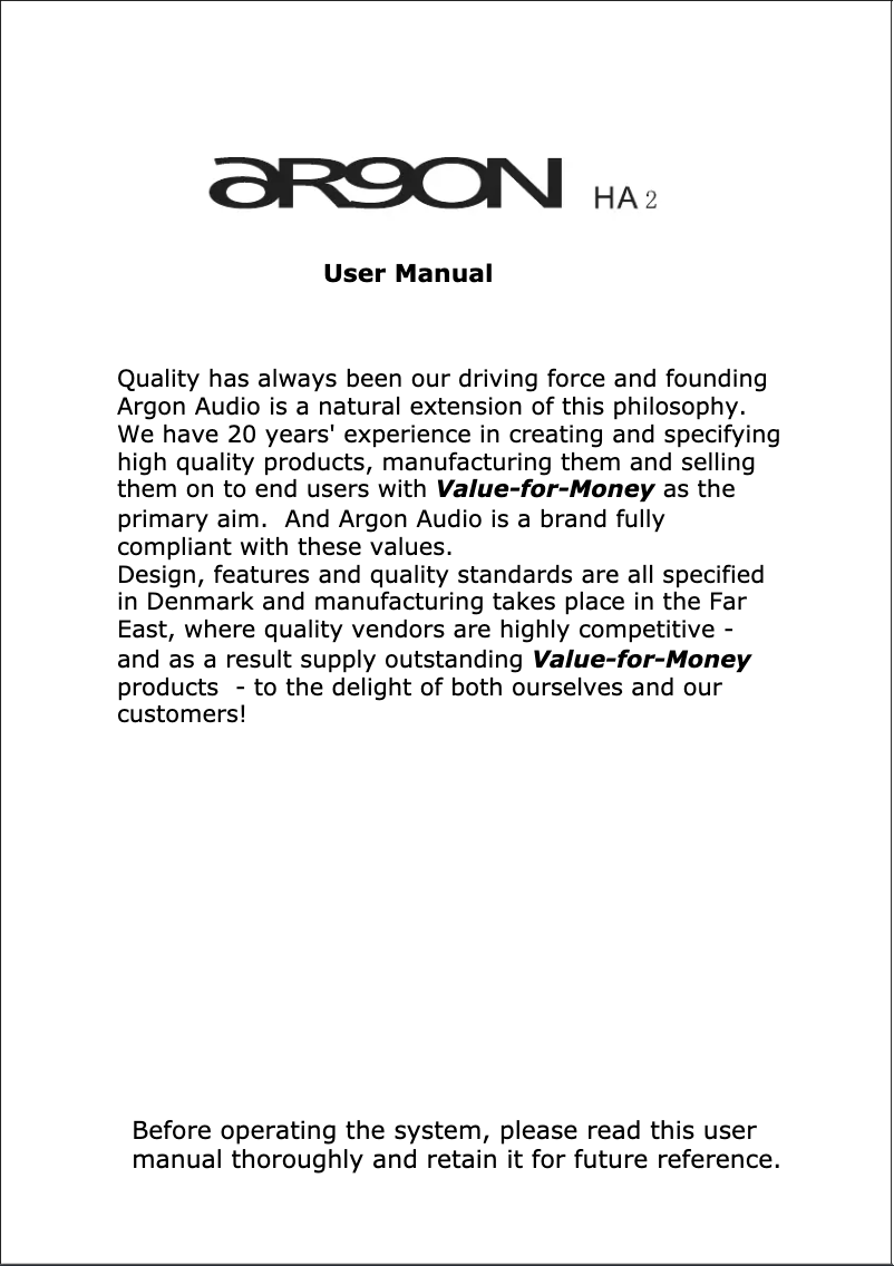 Página 1 del manual Manual de usuario Argon HA2