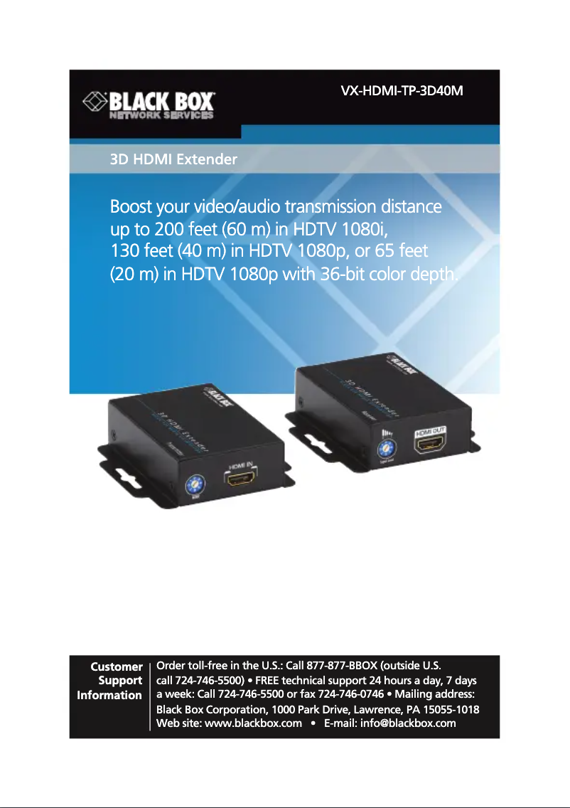 Page n°1 - Manuel utilisateur Black Box VX-HDMI-TP-3D40M