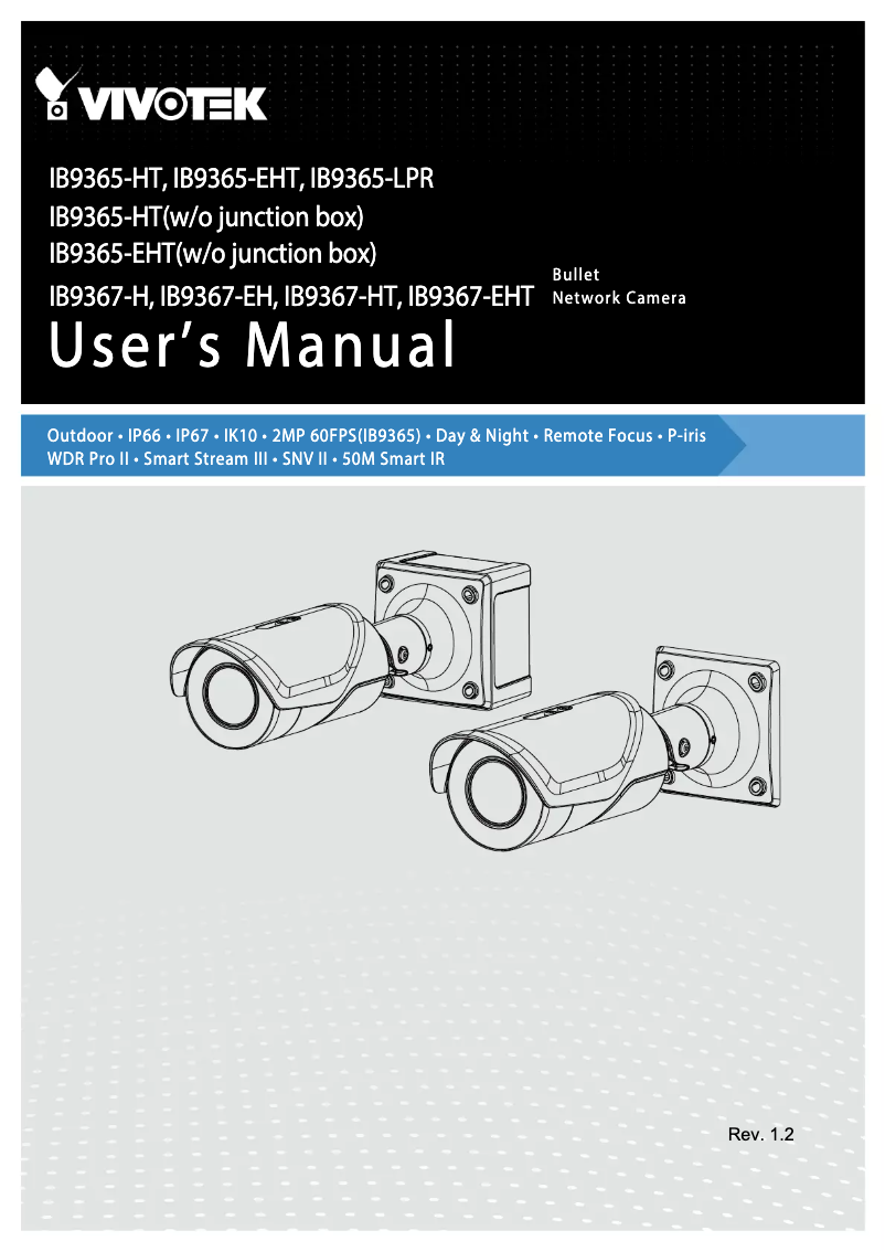 Page 1 de la notice Manuel utilisateur Vivotek IB9365-LPR