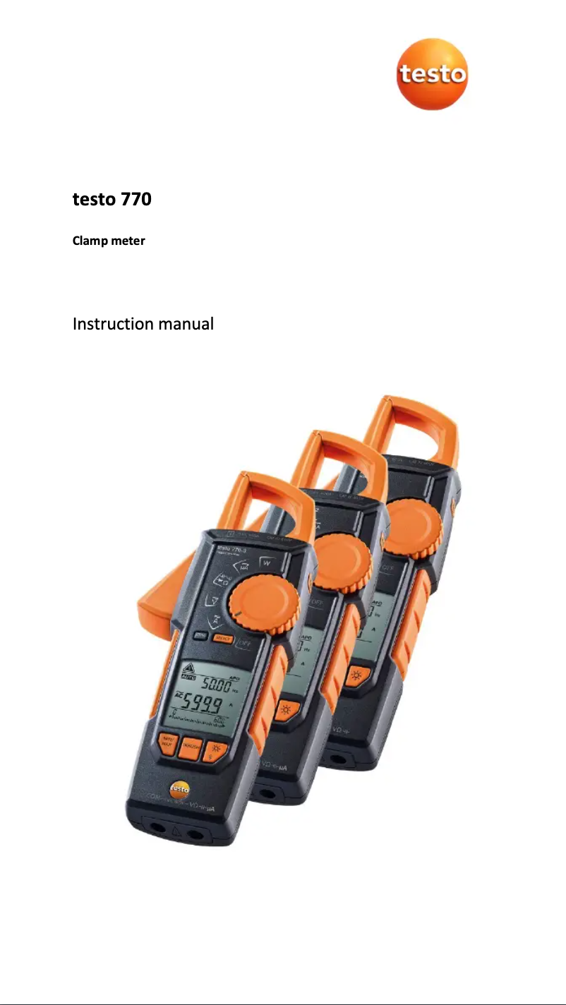 Page n°1 - Manuel utilisateur Testo 770