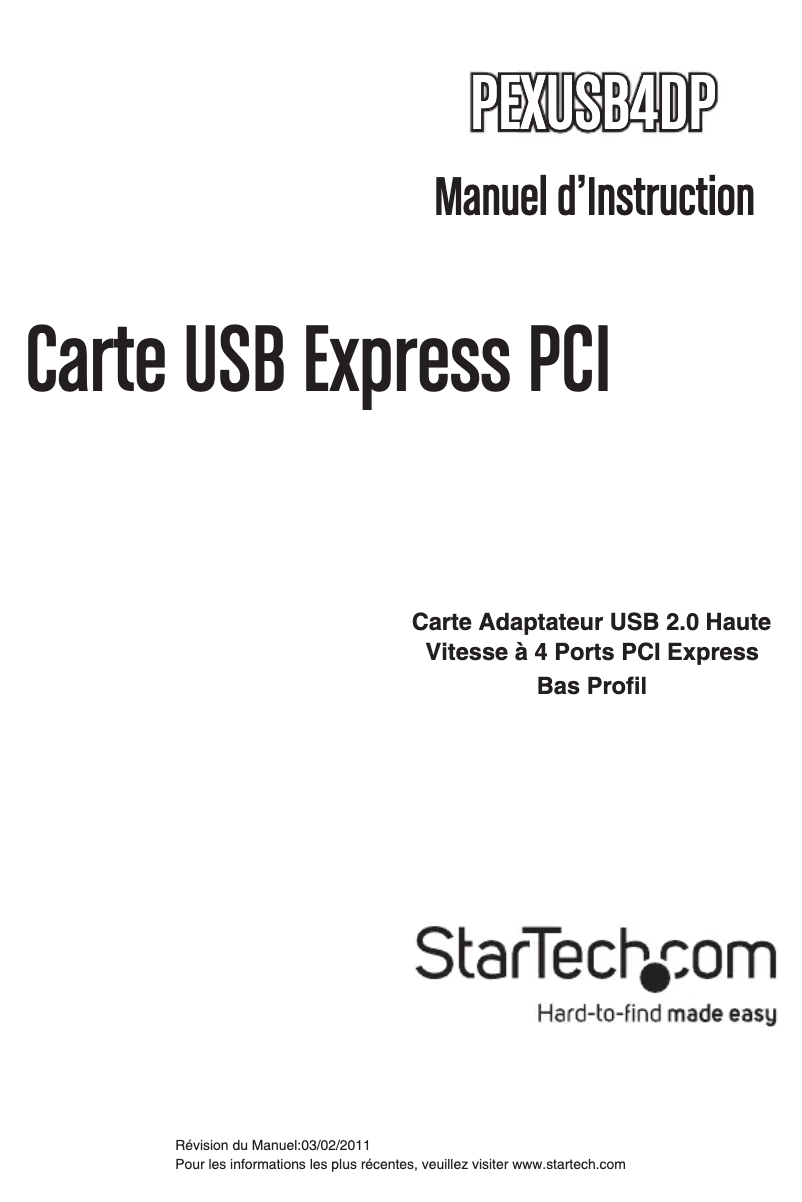 Image de la première page du manuel de l'appareil PEXUSB4DP